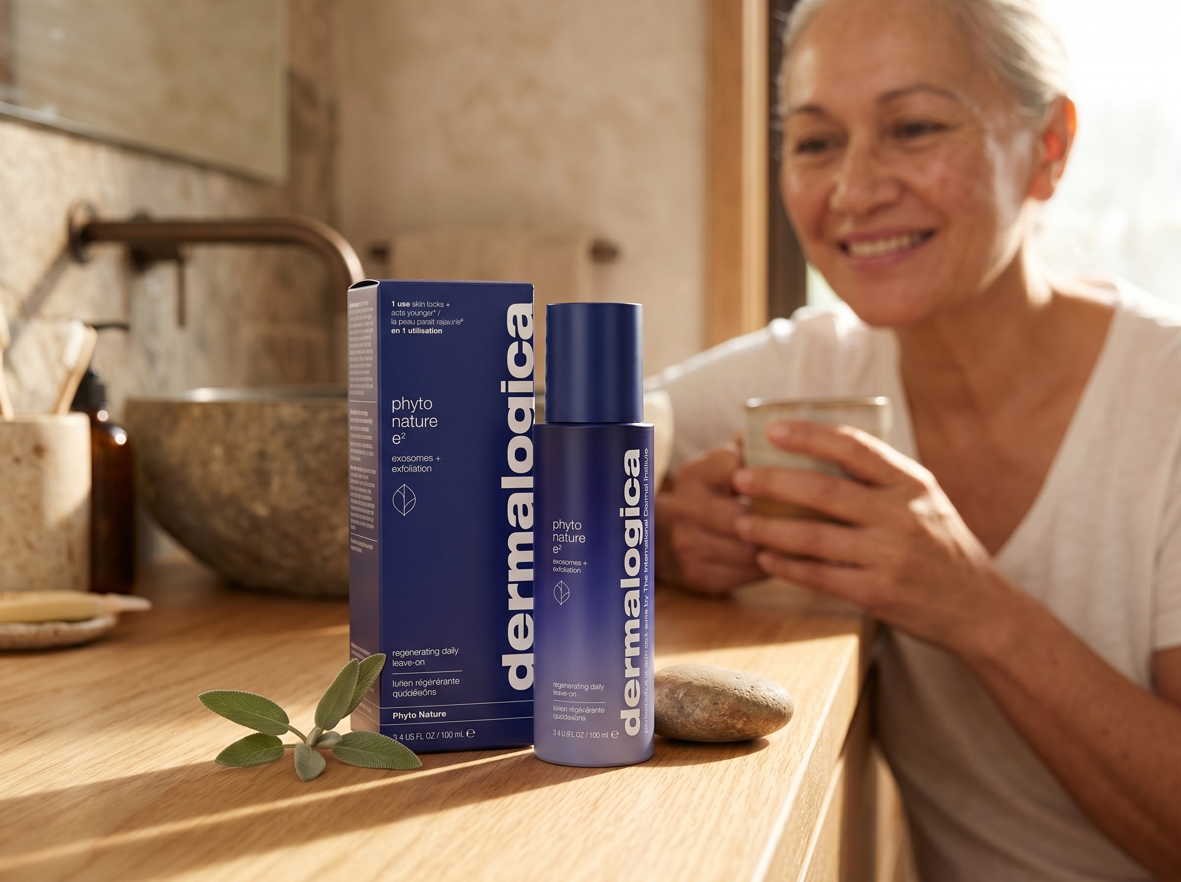 Dermalogica Phyto Nature skincare range including the E2 treatment, Firming Serum, Oxygen Cream and Eye Cream arranged
