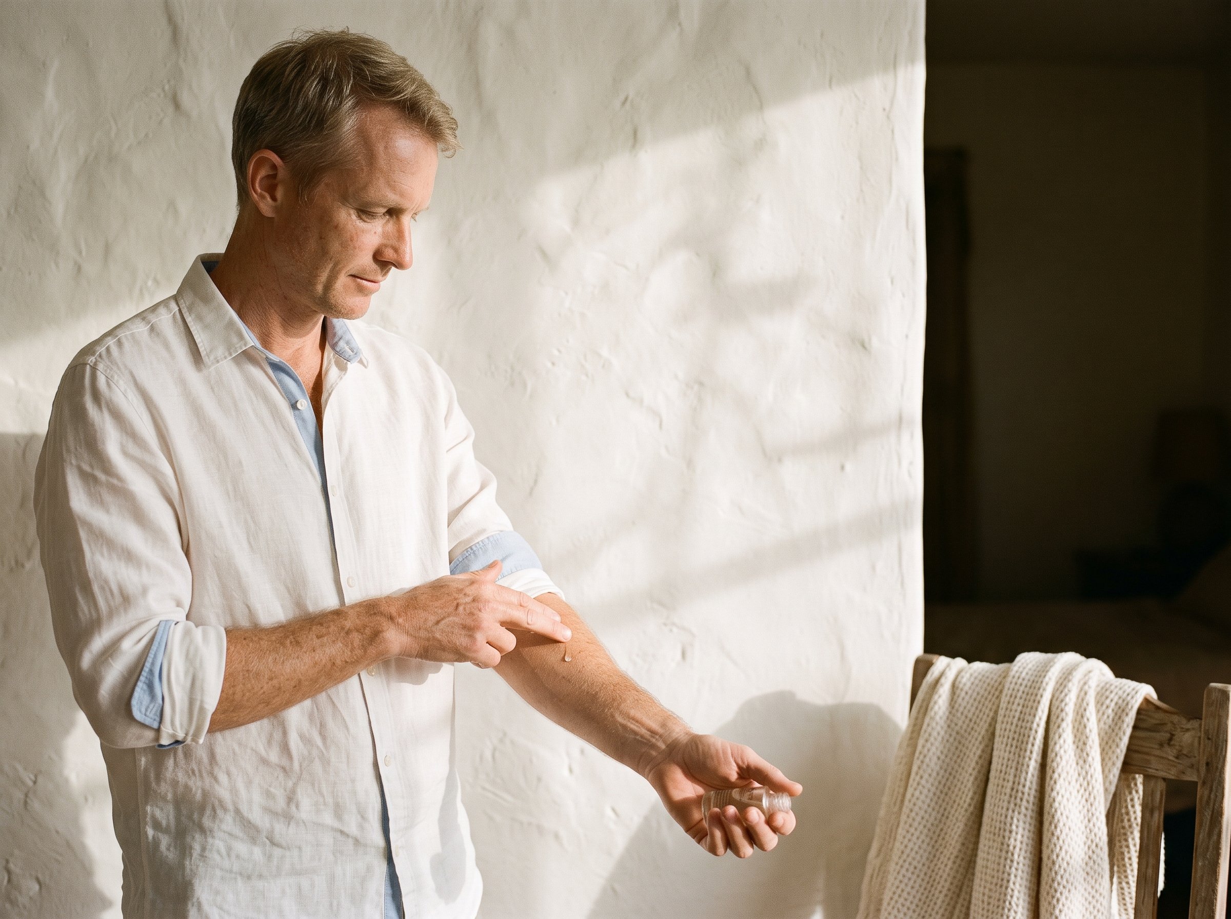Person patch-testing a new serum on their inner arm before introducing it to their routine