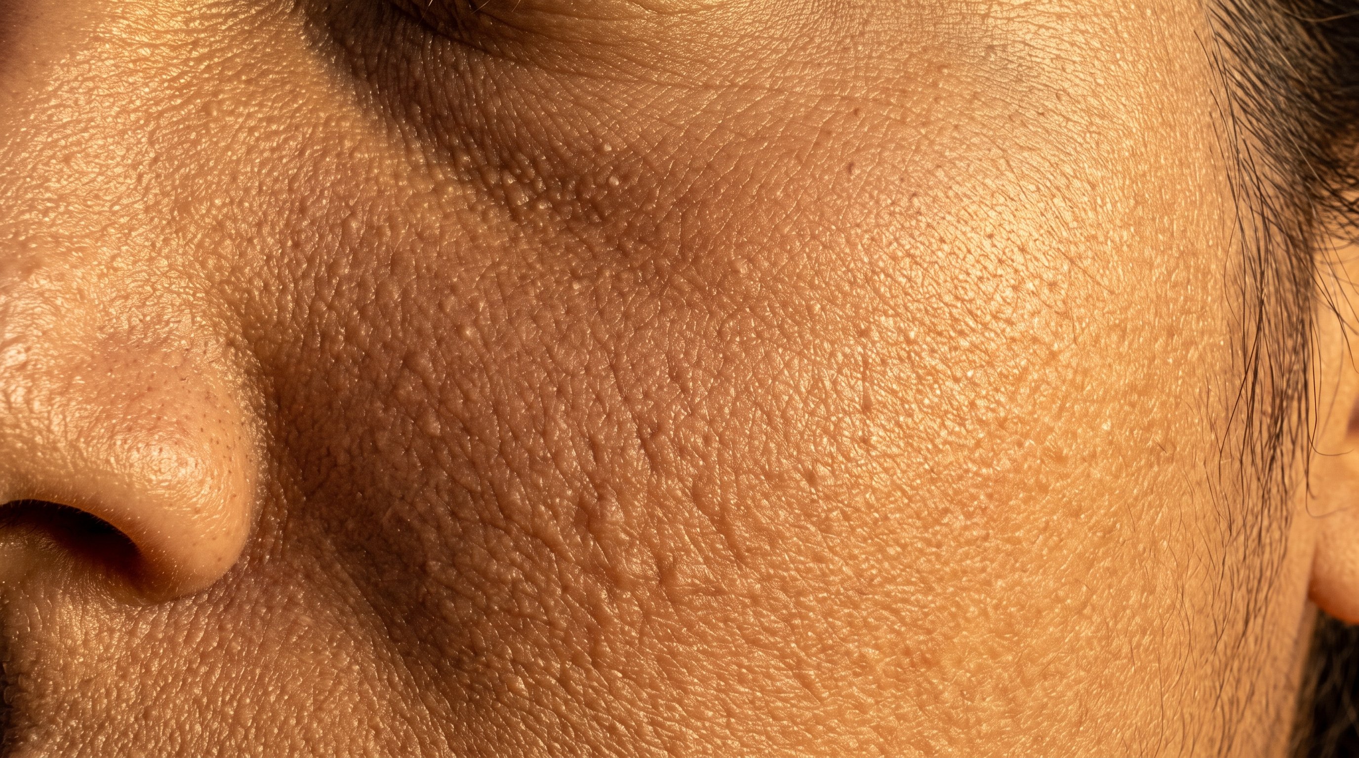Extreme close-up of skin surface texture suggesting the fibre network beneath