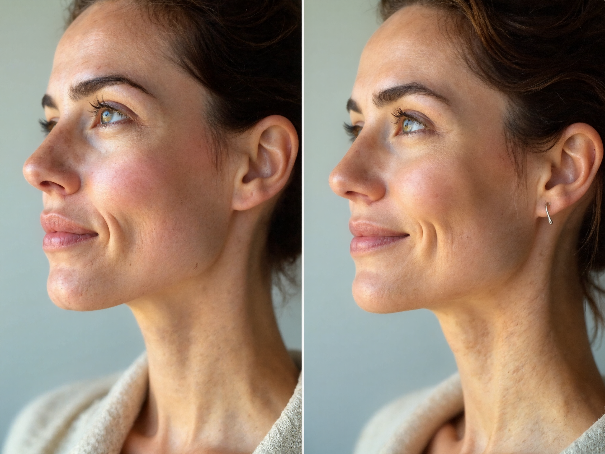 Before and after comparison showing improved skin tone and reduced pigmentation after consistent use of vitamin C and niacinamide together