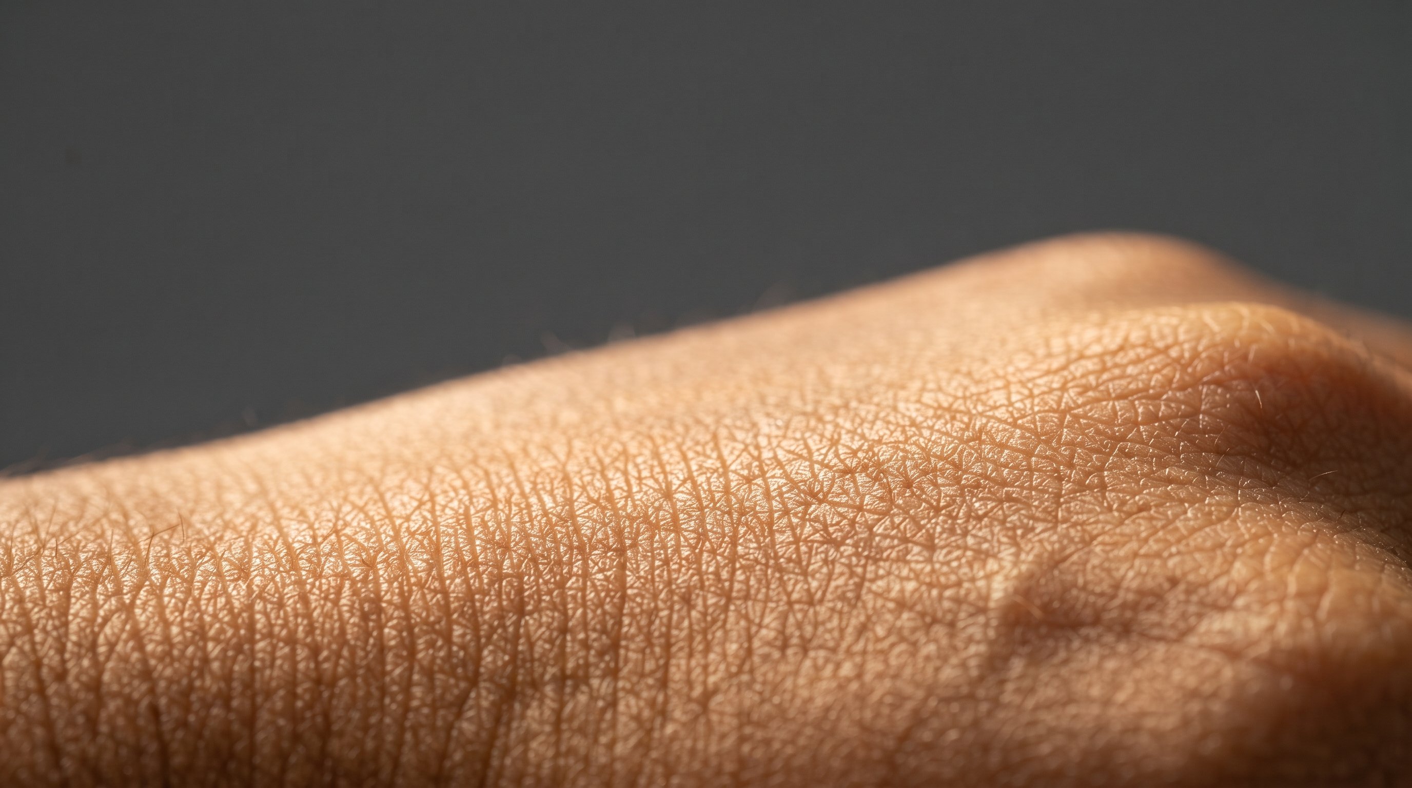 Close-up of healthy skin texture in soft warm lighting
